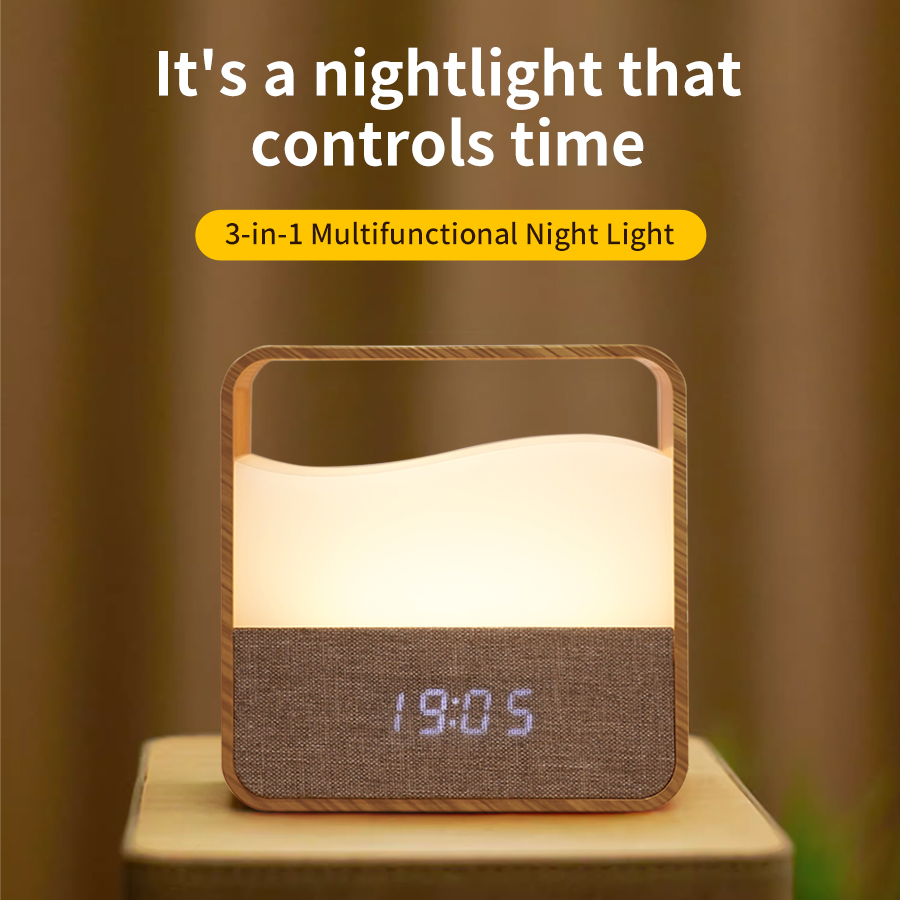 Desk Setup Lamp - LED Night Light with Clock Digital