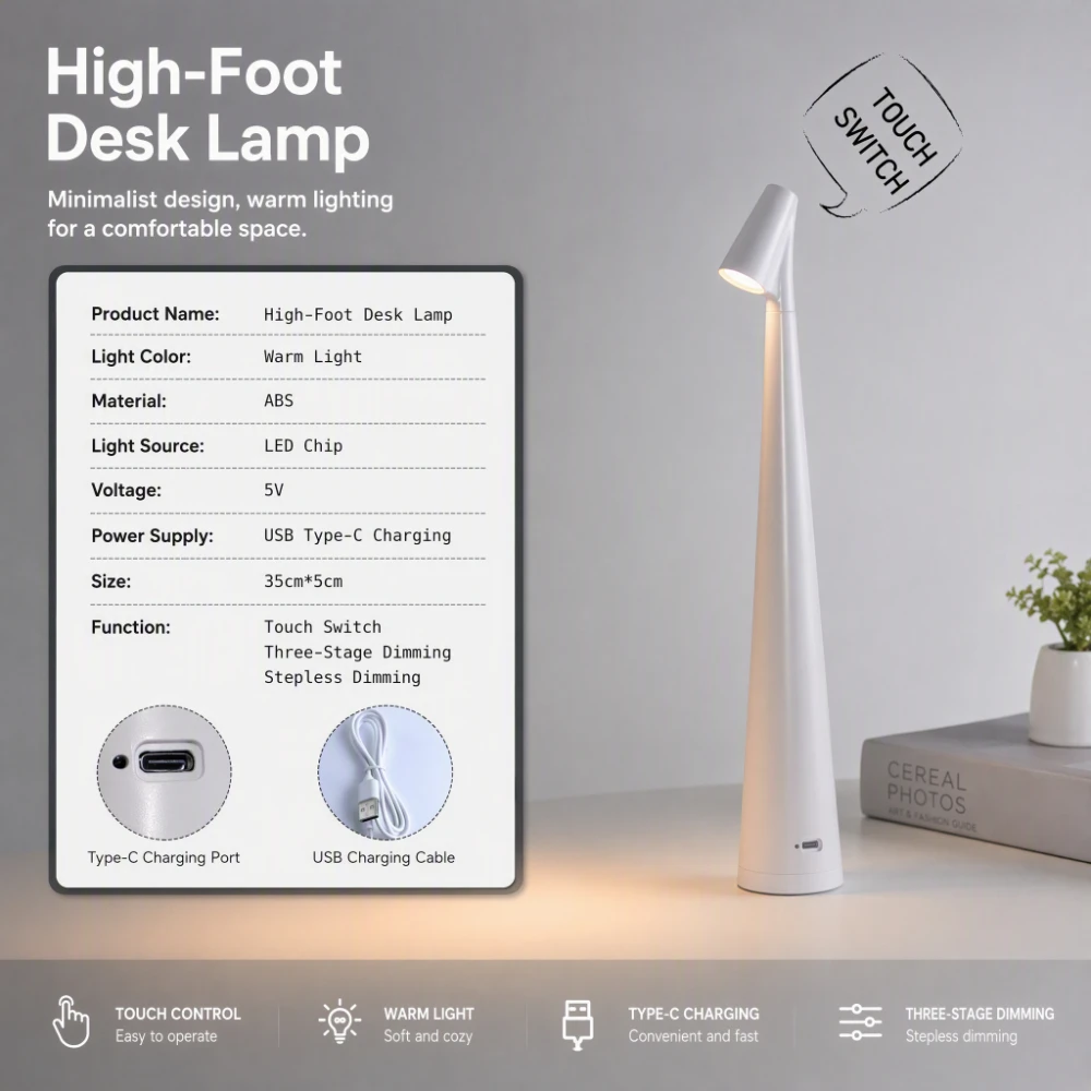 LED Table Lamp USB Charging At - огляд і ціна Desk Setup Minimalist