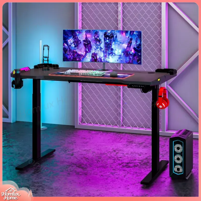 Custom Adjustable RGB LED Desk - огляд і ціна Desk Setup L Shaped